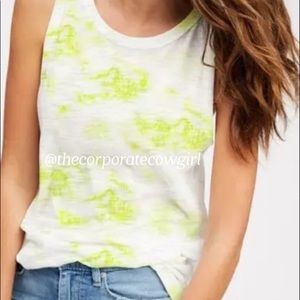 NEW Tie Dye Tank. Citron Yellow White. XS